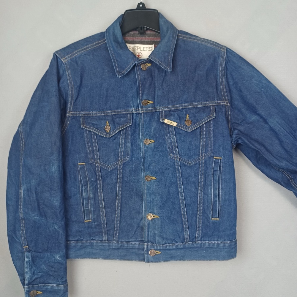 Sheplers Vintage Blanket Lined Denim Chore Ranch Jacket Med Made In The USA READ